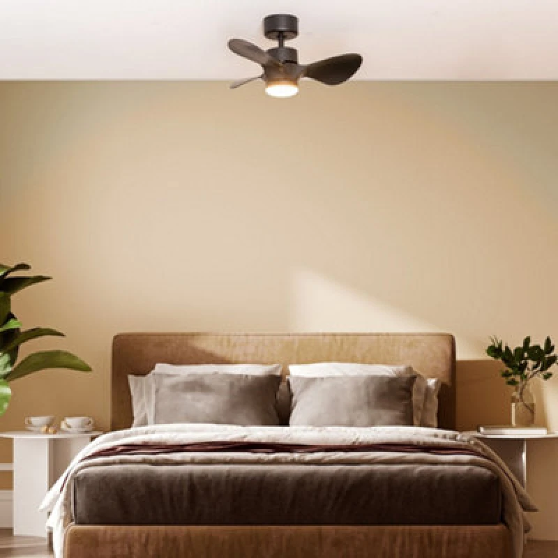 Image of ValueLights 24" Integrated LED Ceiling Fan with Remote Control, 3 Blades, Timer and 6 Speed Functions - Black Black