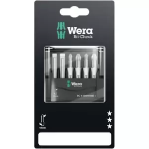 Image of Wera 05073635001 Premium Mini-Check Slotted/PH/PZ Bits, 6 Piece Set