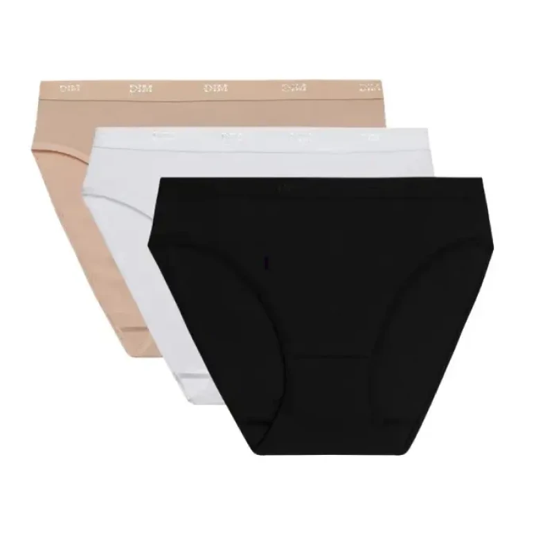 Image of Dim Pack of 3 womens panties DIM Coton Stretch Pockets Eco Blanc Female 40/42