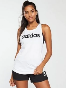 Image of adidas Linear Loose Tank - White, Size 2Xs, Women
