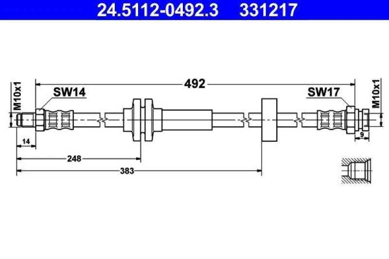 Image of ATE 24.5112-0492.3 Brake Hose Brake Hose (83)