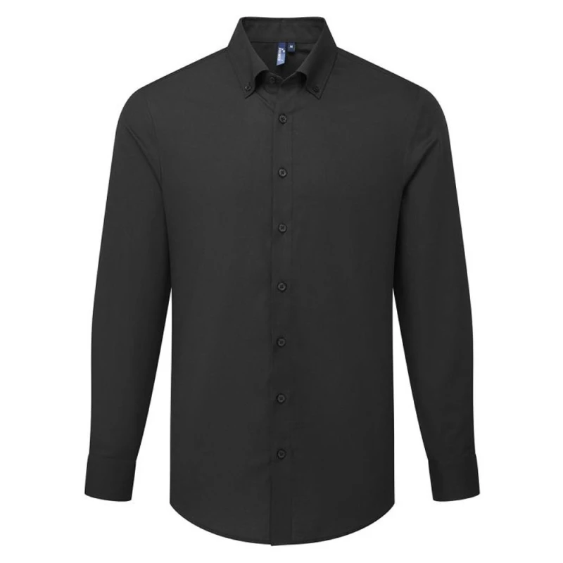 Image of Premier Premier Men Supreme Oxford Long-Sleeved Shirt in Black Size: Medium Black M Male 5063806718000