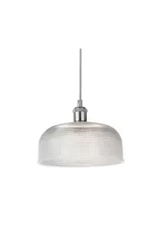 Image of Anna Large Glass Dome Satin Silver Pendant Ceiling Light