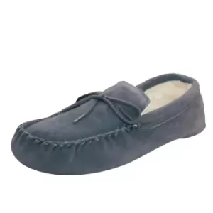 Image of Eastern Counties Leather Unisex Wool-blend Soft Sole Moccasins (10 UK) (Navy)