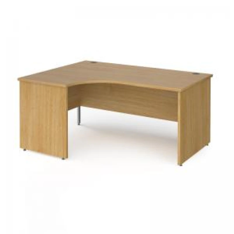 Image of Contract 25 Office Desk Left Hand Corner Desk 1600mm Oak Top With Silver Frame 800mm Depth Contract 25 Oak CP16EL-S-O