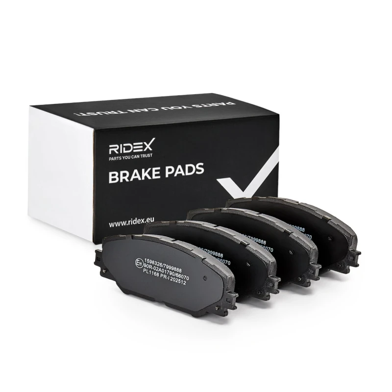 Image of RIDEX 402B0241 Brake pad set Front Axle, not prepared for wear warning indicator, with accessories Brake Pad Set,disc brake (402)