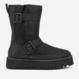 Image of UGG Womens Classic Rebel Biker Short Boots - Black - UK 7