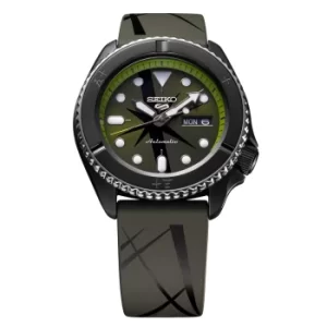 image of Seiko 5 Sports One Piece 'Roronoa Zoro' Automatic Green Dial Green Silicone Strap SRPH67K1