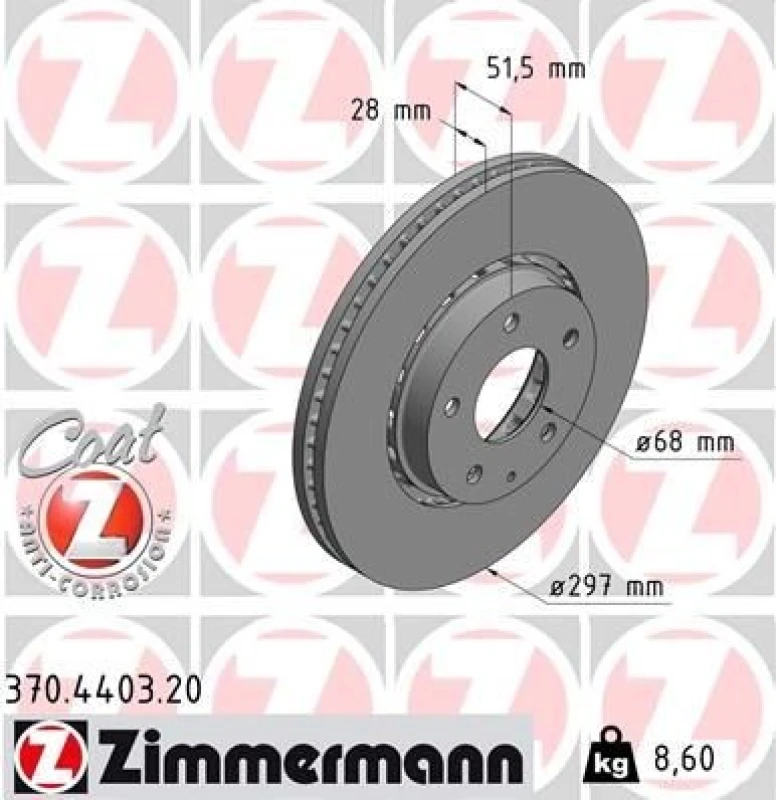 Image of ZIMMERMANN Brake disc ZIMMERMANN 370.4403.20