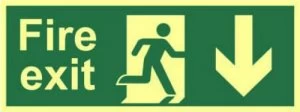 Image of Fire Exit ArrwDwn Sign Rigid S/A Lum.Brd