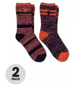 image of TOTES 2 Pack Boys Embroidered Socks - Multi, Size 7-10 Years