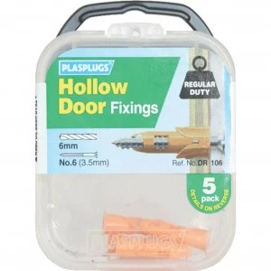 image of Plasplugs Hollow Door Fixings Pack of 5