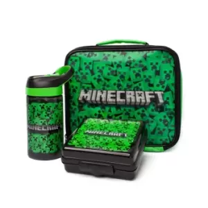 image of Minecraft Lenticular Creeper Lunch Bag Set (One Size) (Green/Black)