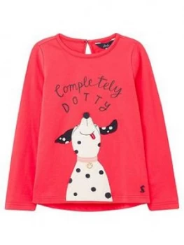 Joules Toddler Girls Ava Dog Long Sleeve T-Shirt - Red