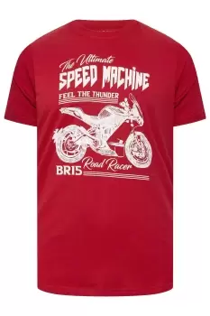 image of Motorcycle Print Short Sleeve T-Shirt