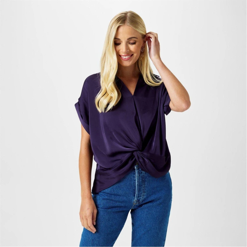 Image of Biba Biba Twist Hem Top - Purple Purple 8