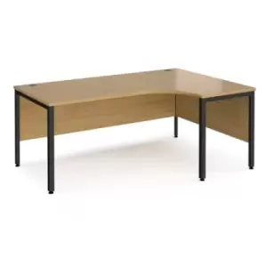 Image of Office Desk Right Hand Corner Desk 1800mm Oak Top With Black Frame 1200mm Depth Maestro 25 MB18ERKO