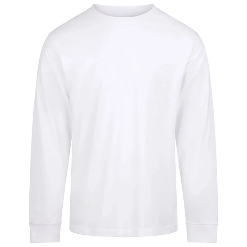 Image of AWDis Mens Long-Sleeved T-Shirt in White Size: Large White Male L