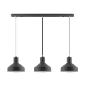 image of Sigma Bar Pendant Ceiling Light, Matt Black, Clear, White, 3x E27