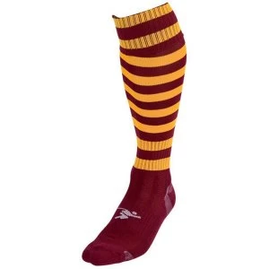 Image of Precision Hooped Pro Football Socks Maroon/Amber - UK Size 3-6