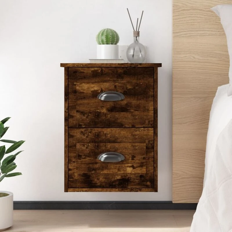 Image of VIDAXL Wall-mounted Bedside Cabinet Smoked Oak 41.5x36x53cm vidaXL 8720845792923