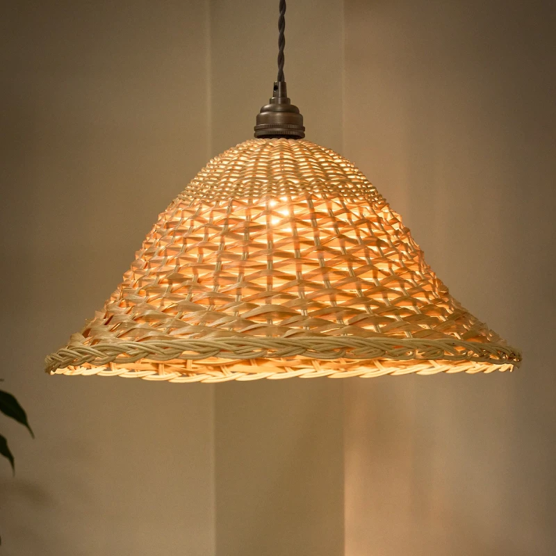 Image of Dibor Traditional Rattan Two Tone Easy Fit Decor Ceiling Shade H22 x D44cm in Beige Beige Unisex