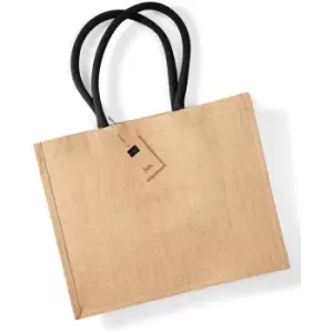 Image of Westford Mill Classic Jute Shopper Bag (21 Litres) (One Size) (Natural/Black)
