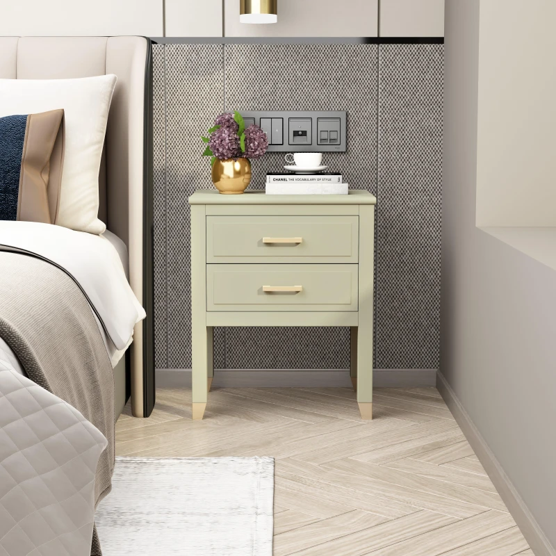 Image of Cabinet Bits Palazzi 2 Drawer Bedside Table in Teal Teal Unisex