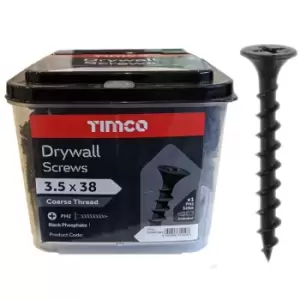 image of Plasterboard Screws Coarse Thread (Black) - 3.5 x 38mm (1500 Pack Tub) - Timco