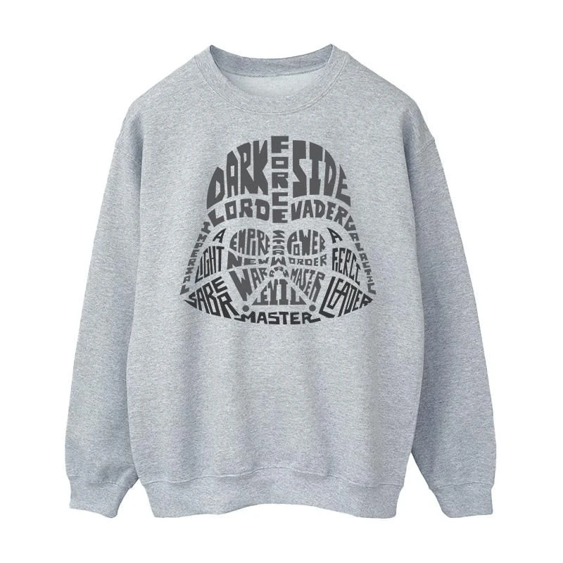 Image of Star Wars Star Wars Men Darth Vader Text Head Sweatshirt in Grey Size: Small Grey S Male 5063376504232