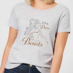 Image of Disney Beauty And The Beast Princess Belle I Only Date Beasts Womens T-Shirt - Grey - L