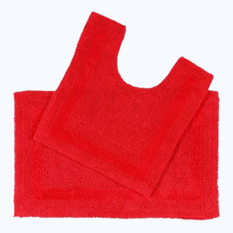 Image of Homescapes Luxury Reversible Bath Mat Set Red