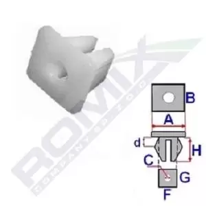 Image of ROMIX Clip, trim-/protection strip B17058 TOYOTA,NISSAN,MAZDA,Yaris Schragheck (_P1_),COROLLA Liftback (_E11_),COROLLA Compact (_E11_)