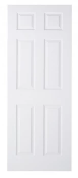 image of Wickes Woburn Internal White Primed Grained 6 Panel Moulded Door - 2040 x 626 mm