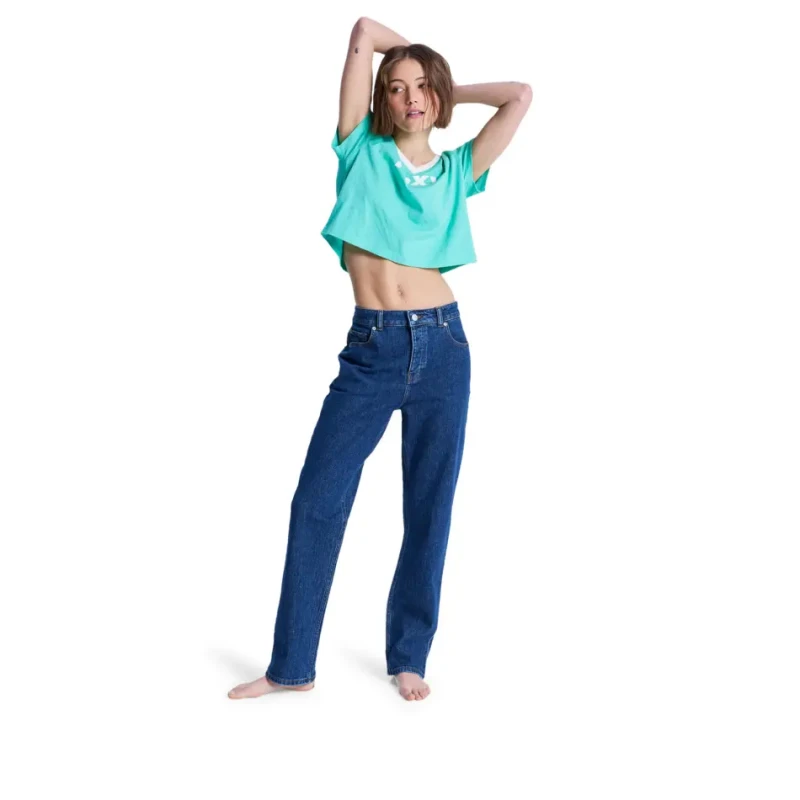 Image of Roxy Straight Jeans For Her Roxy Moonrise Long Mid Bleu Female 27
