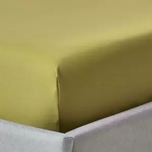 Image of Olive Green Deep Fitted Sheet Egyptian Cotton 1000 Thread Count, Double - Olive Green - Olive Green - Homescapes