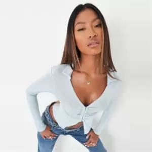 image of Missguided Petite Ruched Top - Blue