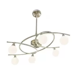 image of Cristal Lotto 6-Light Pendant Lamp Satin Nickel