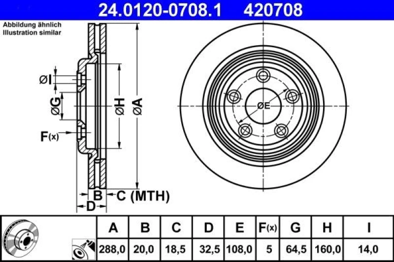 Image of ATE 24.0120-0708.1 Brake disc Vented, Coated Brake Disc (82)