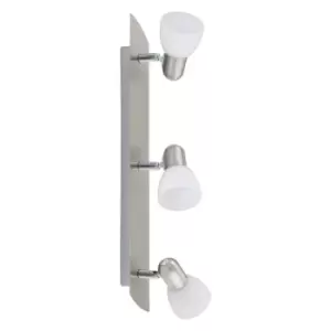 Image of Wall 3 Spot Light Colour Satin Nickel Shade White Satin Glass Bulb E14 3x40W