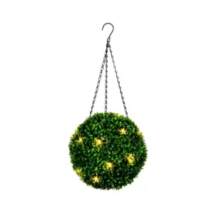 image of Pre-Lit Round Artificial Topiary 28Cm, Battery-Powered