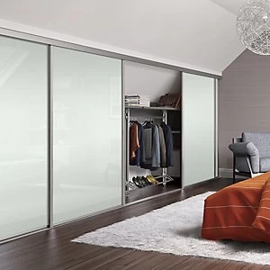 Spacepro Heritage Loft Sliding Door Silver Frame Arctic White Glass 610mm