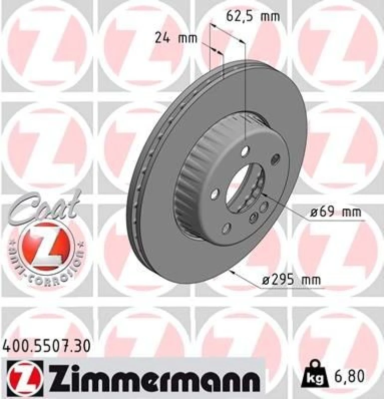 Image of ZIMMERMANN Brake disc ZIMMERMANN 400.5507.30