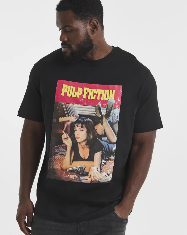Image of jack & jones Jack & Jones Pulp Fiction T-Shirt Black - JACK & JONES - Size: 4XL(59) Black Male 4XL(59) VP26606