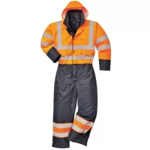 Image of Portwest - S485ONRL - sz L Hi-Vis Contrast Coverall - Lined - Orange/Navy - Orange/Navy