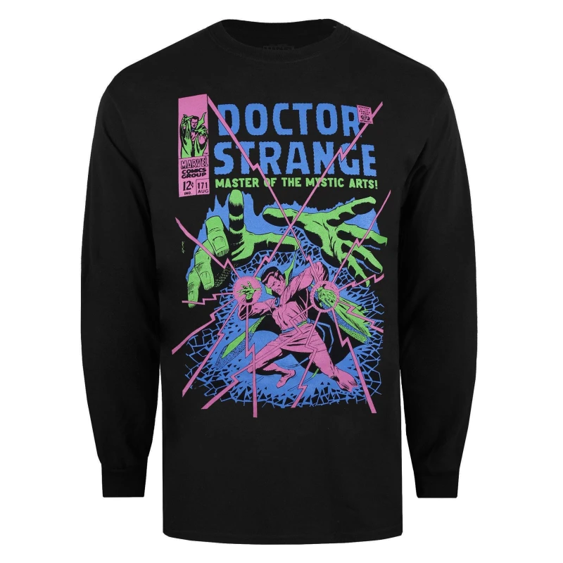 Image of Marvel Marvel Men Dr Strange Master Long Sleeve Cotton T-Shirt in Black Size: Small Black S Male 5052777638332
