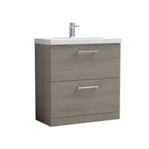 Image of Nuie Arno 800mm Floor Standing 2 Drawer Vanity & Basin 3 Solace Oak