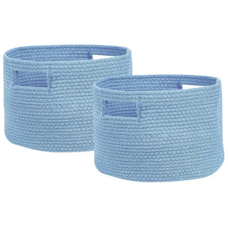 Image of Beliani Set Of 2 Baskets Chiniot Cotton Light Blue