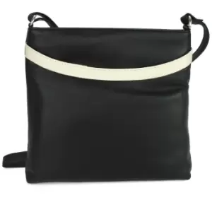 image of Womens/Ladies Aimee Colour Band Handbag (One size) (Black/White) - Eastern Counties Leather