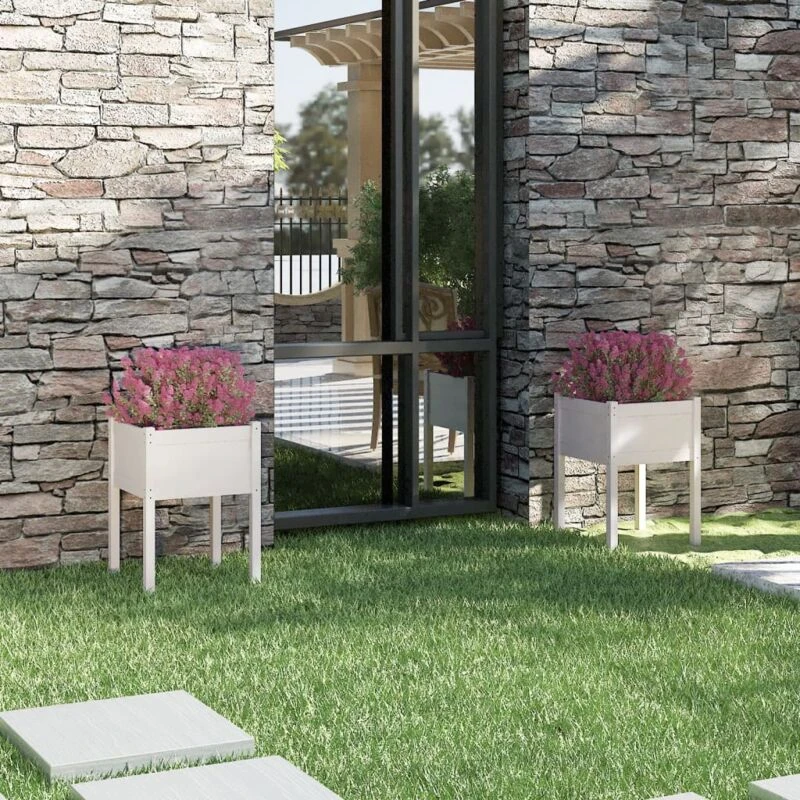 Image of VIDAXL Garden Planters 2 pcs White 50x50x70cm Solid Pinewood Vidaxl 8720286815335